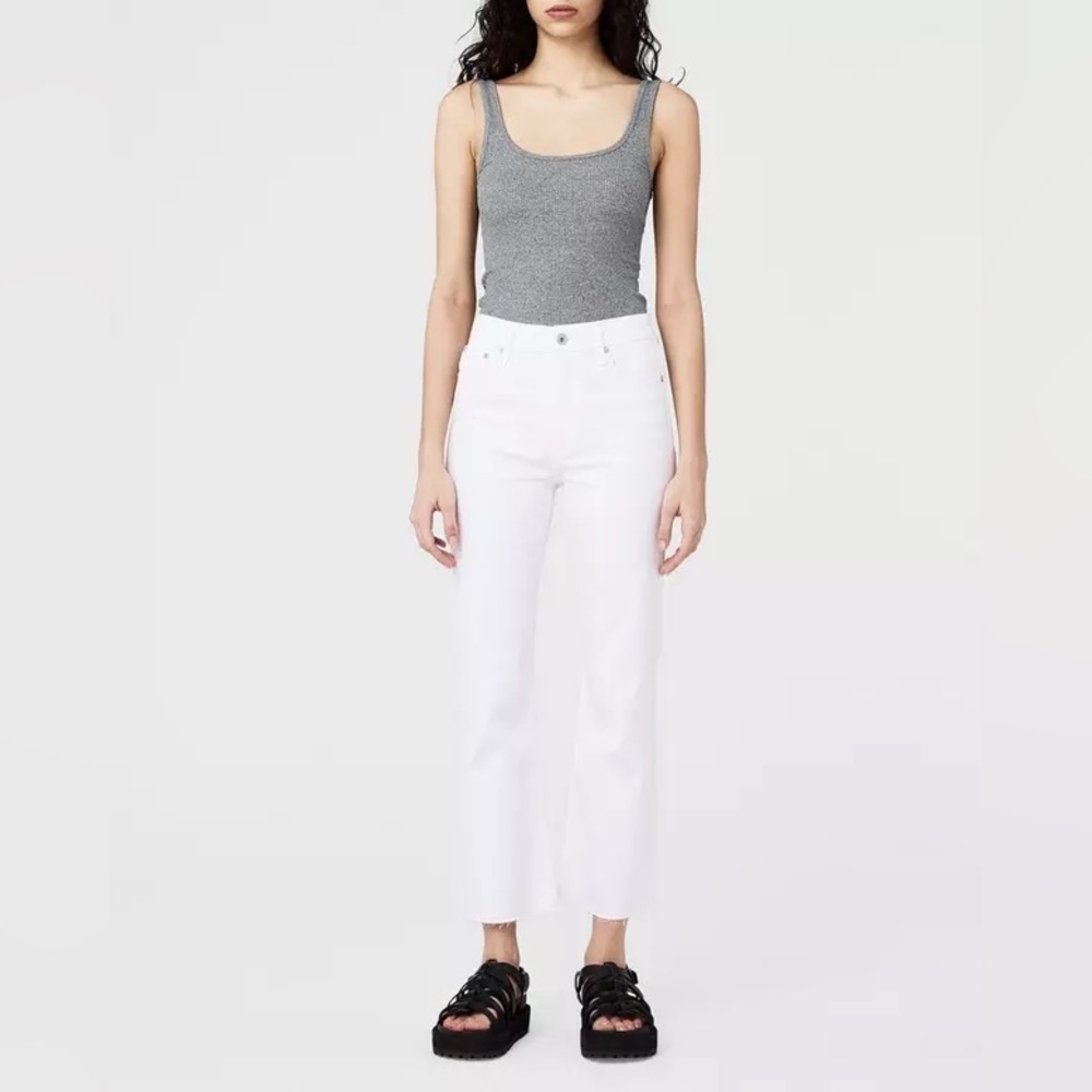 Rag & Bone Nina High Rise Flare Optic White Raw Hem size 30